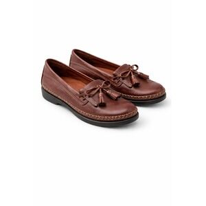 Dexters Brown Leather Loafers Size 7W | Tassel Slip-On Comfort Shoes